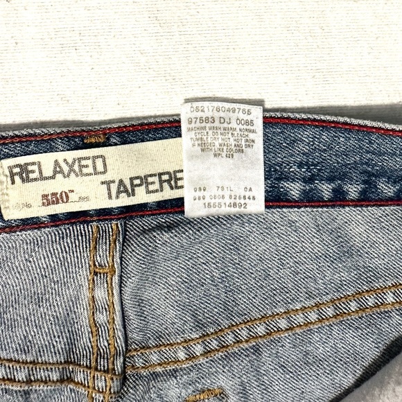 VTG Y2K LEVIS 550 TAPERED FIT HIGH RISE REWORKED RAW SPLIT-HEM DENIM JEANS 10/12 - Picture 11 of 16